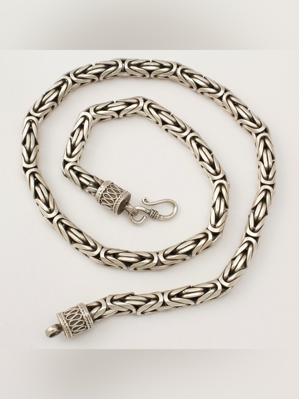 Vintage Heavy Sterling Silver Byzantine Chain Necklace 86 Grams 18” Long